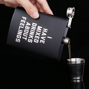 black-matte flask : cynical, mordant text