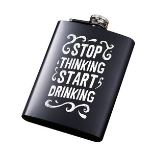 black-matte flask : cynical, mordant text