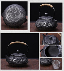 New 7 Chioces Cast Iron Teapot Set Japanese Tea Pot Tetsubin Kettle Enamel 900ml Kung Fu Infusers Metal Net Filter Cooking Tools