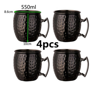 4 Pieces 550ml 18 Ounces Hammered Copper Plated Moscow Mule Mug Beer Cup Coffee Cup Mug Copper Plated