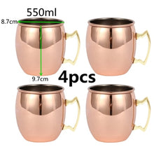 Load image into Gallery viewer, 4 Pieces 550ml 18 Ounces Hammered Copper Plated Moscow Mule Mug Beer Cup Coffee Cup Mug Copper Plated