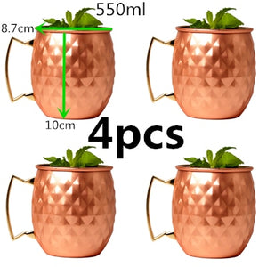 4 Pieces 550ml 18 Ounces Hammered Copper Plated Moscow Mule Mug Beer Cup Coffee Cup Mug Copper Plated
