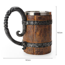 Load image into Gallery viewer, Personality Simulation Crude Wood Drinking Mug  Double Wall Insulated Drinking Cup Resin Stainless Steel Liner Beer Cups